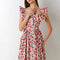 Sweet dress with a square neckline and a floral pattern